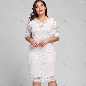 NWT White Plus Size Lace Dress
